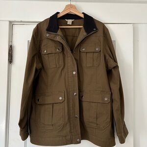 Duluth Trading Co Olive Utility Jacket with Black Collar